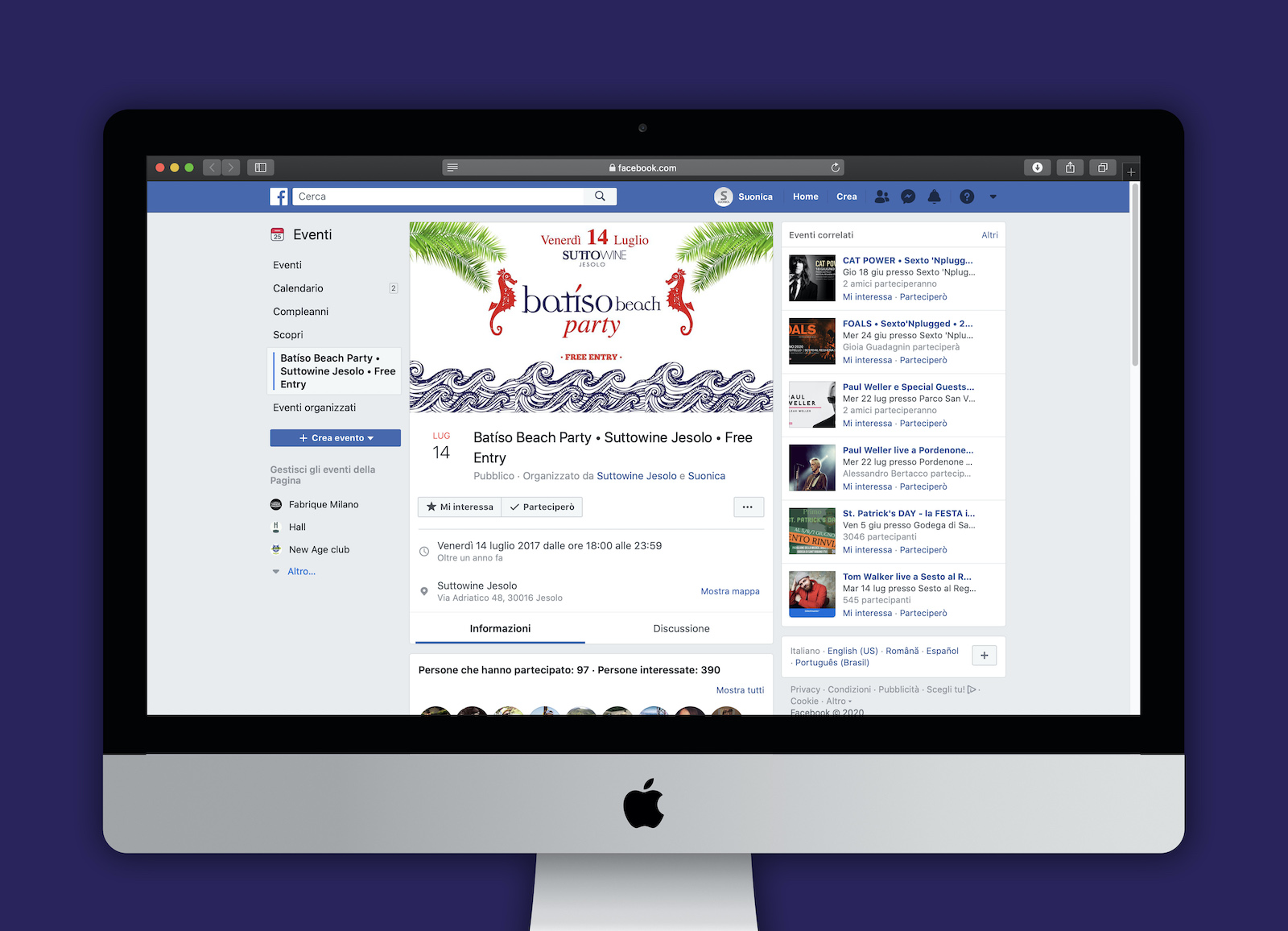 evento Facebook battito beach